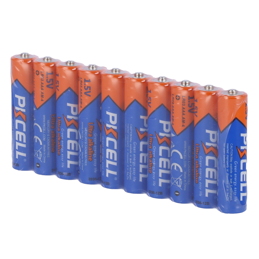 Pack 10x Pila LR03 / AAA - PKCELL - Alcalina Zn-MnO2 non ricaricabile - Tensione 1.5V - Capacità nominale 650mAh