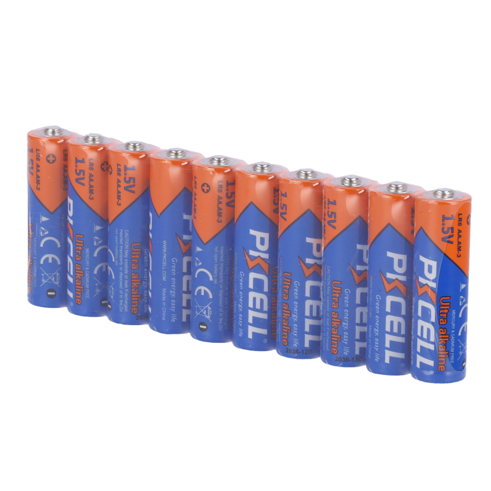 Pack 10x Pila LR6 / AA - PKCELL - Alcalina Zn-MnO2 non ricaricabile - Tensione 1.5V - Capacità nominale 1800mAh