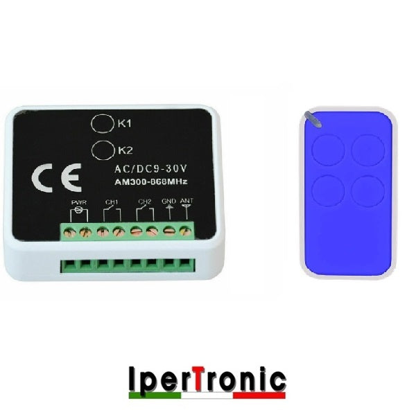 Kit ricevente 2 canali 9-30 V AC/DC codice random