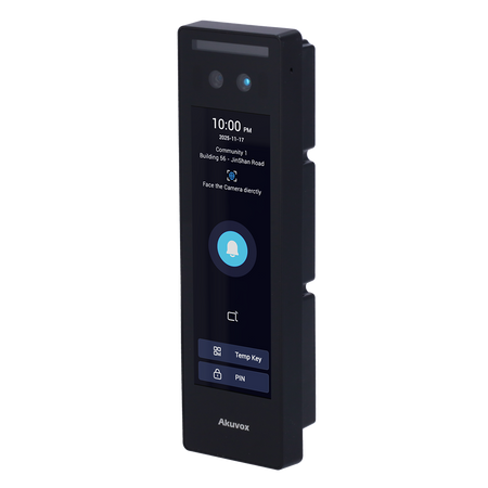 Akuvox Controllo accessi IP65 IK07 - Riconoscimento facciale, scheda MF, NFC, BLE e QR | 2 relè
