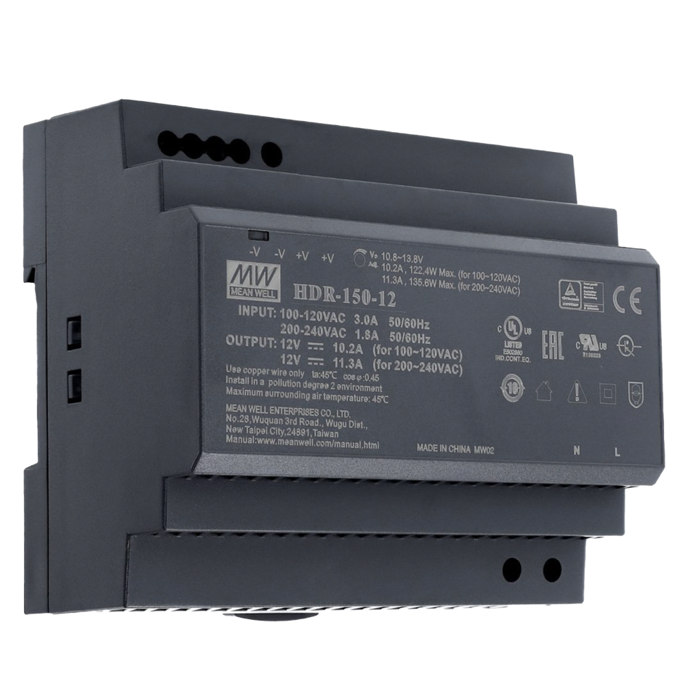 Akuvox Alimentatore - Uscita 12 V / 10 A / 150 W - 2 uscite - 178 (H) x 97 (I) x 38 (P) mm - Montaggio su guida DIN