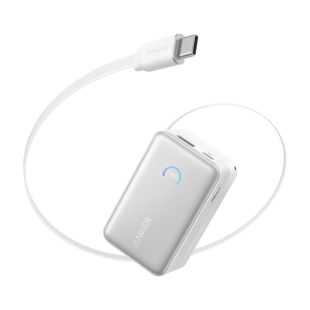 Anker Power Bank Mini - Capacità 10000mAh - Ingresso 1x USB-C e cavo incluso - Uscite 1x USB-C, 1x USB-A e cavo incluso