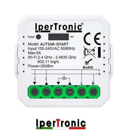 Modulo smart WIFI ipertronic per tapparelle 2 canali 230VAC 16A