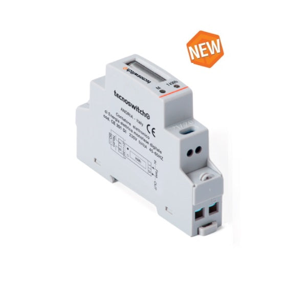Contatore di energia digitale monofase 230 V 1 modulo DIN Tecnoswitch
