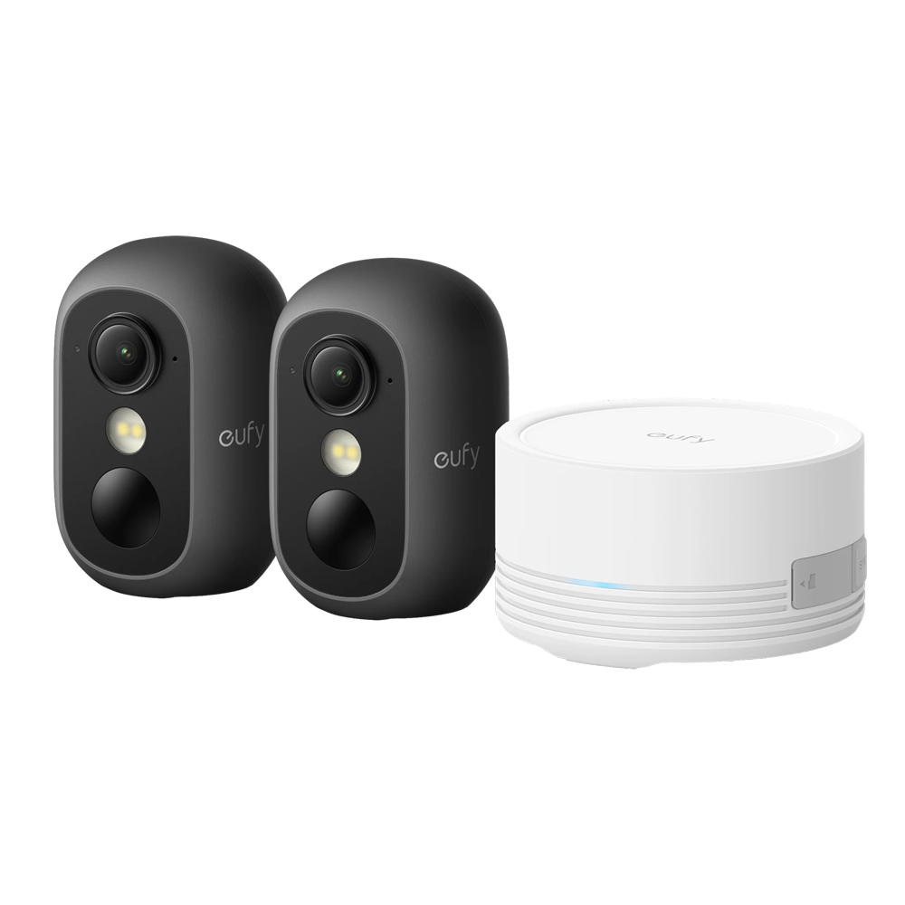 EufyCam C35 2+1 (HomeBase Mini) - Visione notturna a colori PureColor - L'AI rileva persone, veicoli e animali domestici
