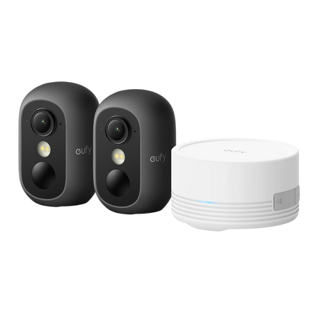 EufyCam C35 2+1 (HomeBase Mini) - Visione notturna a colori PureColor - L'AI rileva persone, veicoli e animali domestici