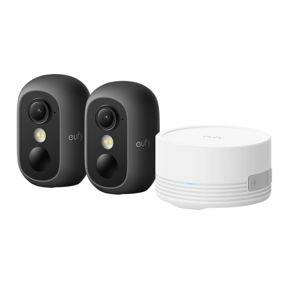 EufyCam C35 2+1 (HomeBase Mini) - Visione notturna a colori PureColor - L'AI rileva persone, veicoli e animali domestici