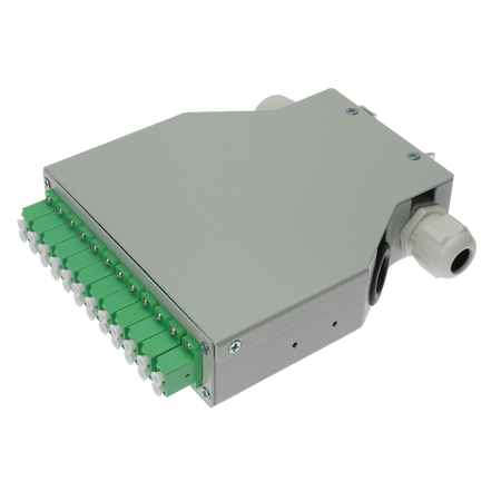Box di distribuzione in fibra ottica per guida DIN - Include 12 adattatori LC duplex preinstallati