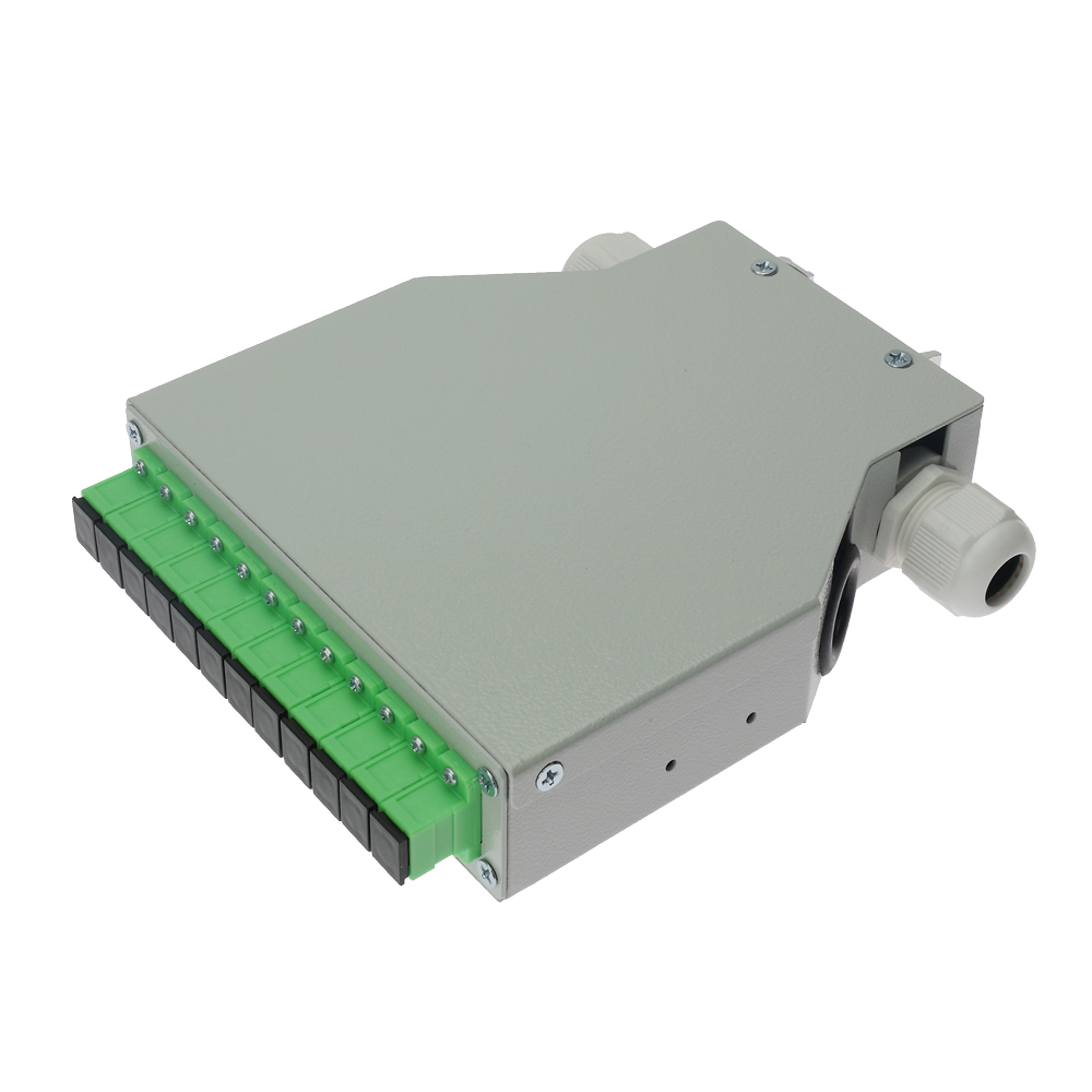Box di distribuzione in fibra ottica per guida DIN - Include 12 adattatori SC simplex preinstallati