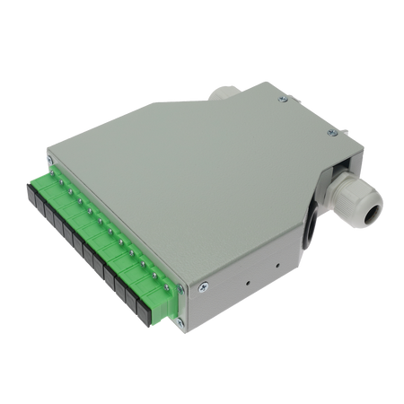 Box di distribuzione in fibra ottica per guida DIN - Include 12 adattatori SC simplex preinstallati