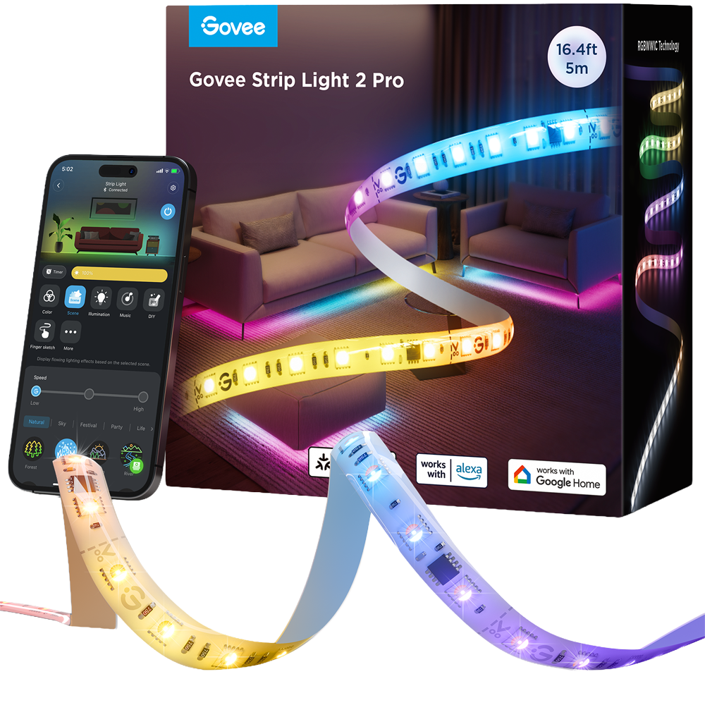 Govee Striscia LED Phantasy intelligente 10m - Wi-Fi 2.4 GHz + Bluetooth - Colore RGBWW segmentato - 200 lumen/m