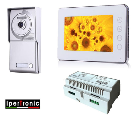 Kit videocitofonico monofamiliare 2 fili monitor 7" bianco