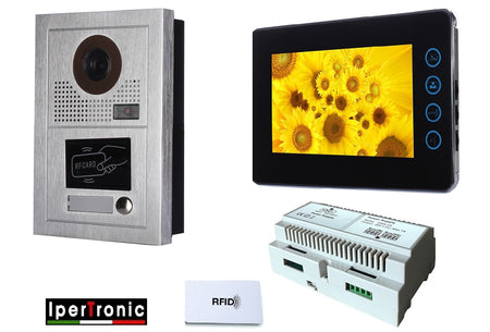 Kit videocitofonico monofamiliare 2 fili monitor 7" incasso RFID