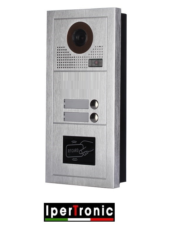 Posto esterno videocitofonico da incasso 2 chiamate 2 fili RFID