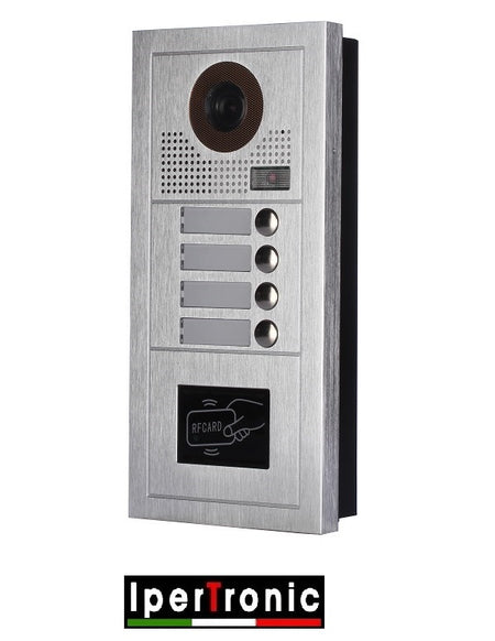 Posto esterno videocitofonico da incasso 4 chiamate 2 fili RFID