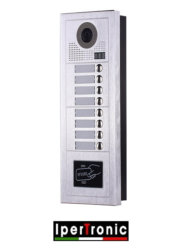Posto esterno videocitofonico da incasso 8 chiamate 2 fili RFID