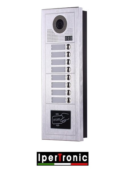Posto esterno videocitofonico da incasso 8 chiamate 2 fili RFID