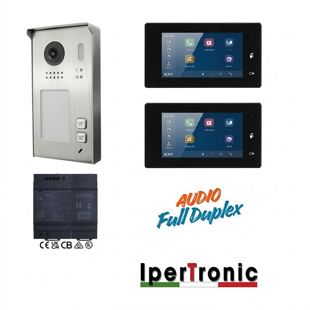 Kit videocitofonico bifamiliare 2 fili BUS TDH 7" touch