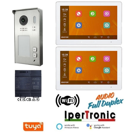 Kit video bifamiliare BUS TDH audio full duplex WIFI monitor 10" tuya