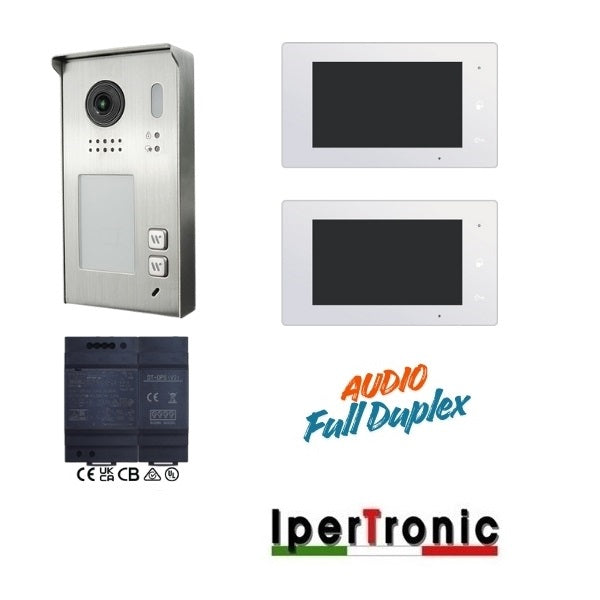 Kit videocitofonico bifamiliare BUS TDH 2 fili WiFi - 2 monitor 7"
