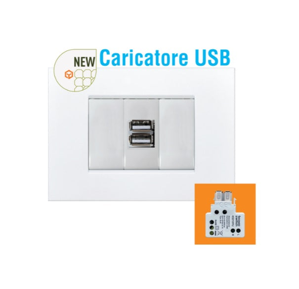Alimentatore USB doppio 5 V 2.1 A con standard keystone