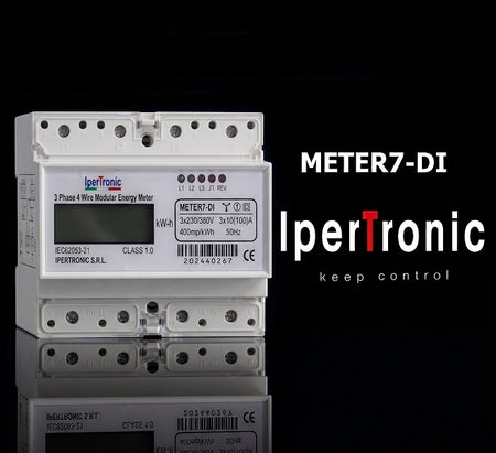 Contatore di energia trifase 100 A LCD - 7 moduli