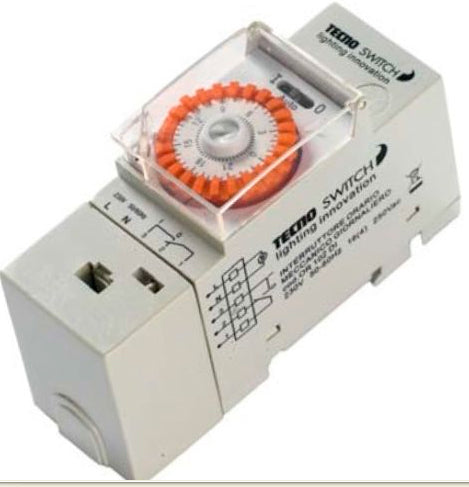 Interruttore orario meccanico giornaliero 2 moduli Tecnoswitch