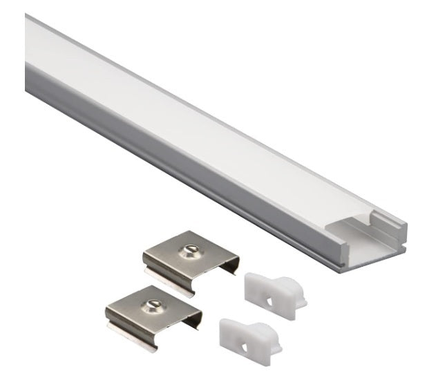 Kit profilo SLIM7 in alluminio 2 m con cover opaca tappi e clip