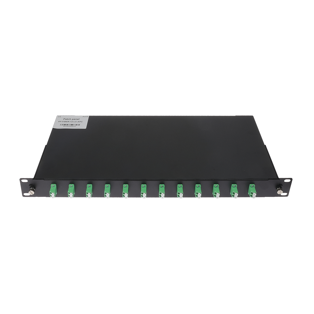 Pannello patch 1U per rack da 19 pollici - Include 12 adattatori LC duplex preinstallati