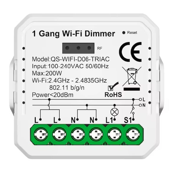 Dimmer smart WIFI 220-240 VAC 200W per illuminotecnica