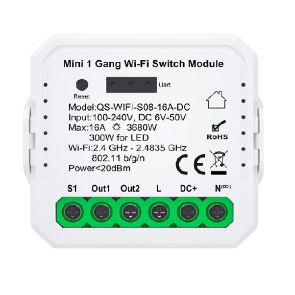 Modulo smart WIFI ipertronic interruttore A 2 canali 230VAC 16A