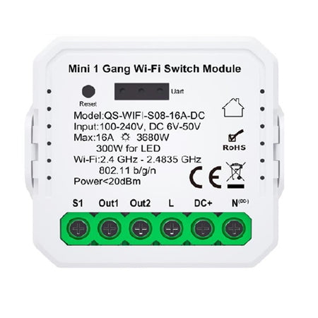Modulo smart WIFI ipertronic interruttore A 2 canali 230VAC 16A