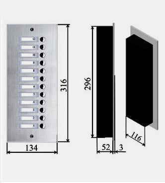 Pulsantiera di estensione 12 chiamate bus per RBV-D21 ROBO
