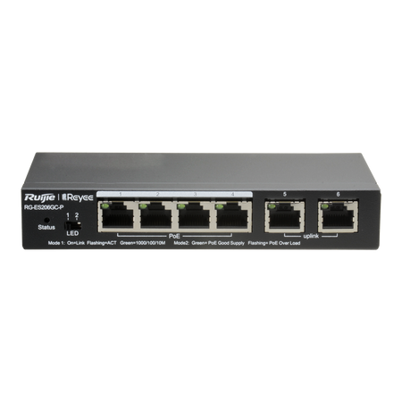 Ruijie Reyee Cloud Managed L2 PoE Switch - 4 Porte Gigabit PoE/PoE+ + 2 uplink Gigabit