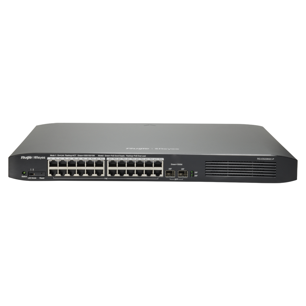Ruijie Reyee Cloud Managed L2 Switch - 26 Porte totali (24 PoE+ / 2 Uplink SFP)
