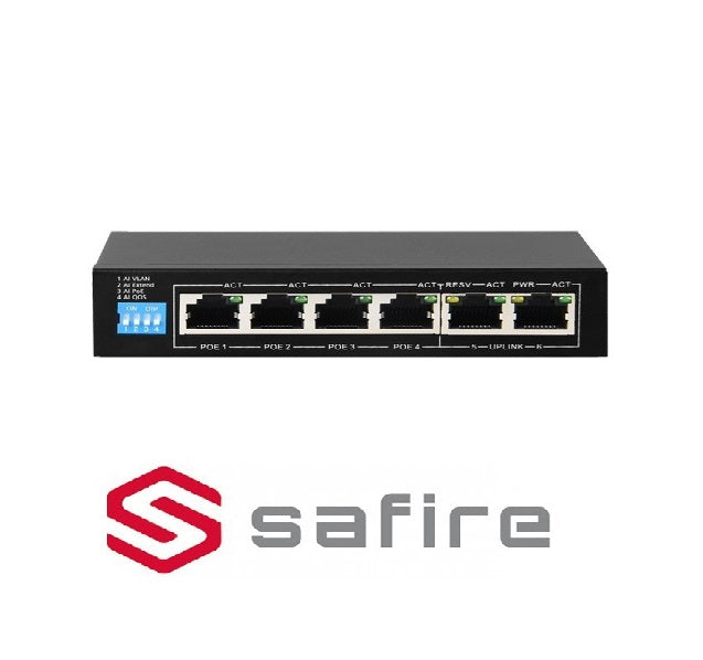 Switch da tavolo 4 porte PoE Gigabit 60 W e 2 porte Uplink
