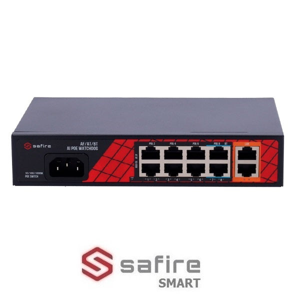 Switch Safire Hi-PoE 8 porte Gigabit 120 W con SFP