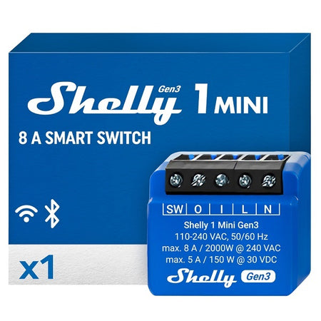 Interruttore intelligente Shelly 1 Mini Gen3 contatti puliti