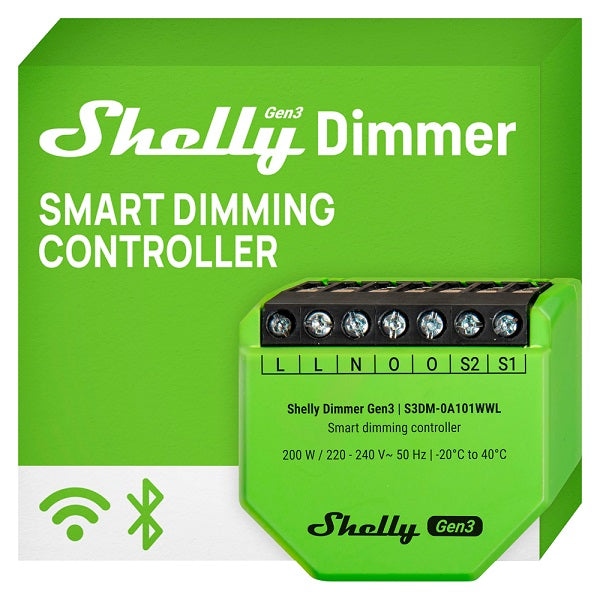 Dimmer intelligente Shelly Dimmer Gen3 Wi-Fi Bluetooth 110-230V