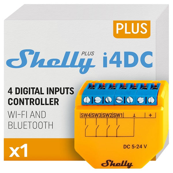 Modulo di ingresso a 4 canali Shelly Plus I4 DC Wi-Fi Bluetooth 5-24V
