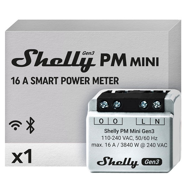 Interruttore intelligente compatto Shelly PM Mini Gen3 Wi-Fi Bluetooth