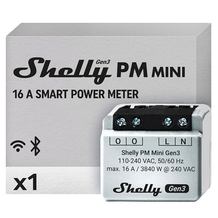 Interruttore intelligente compatto Shelly PM Mini Gen3 Wi-Fi Bluetooth