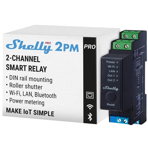 Interruttore intelligente 2 canali barra DIN Shelly Pro 2PM Wi-Fi