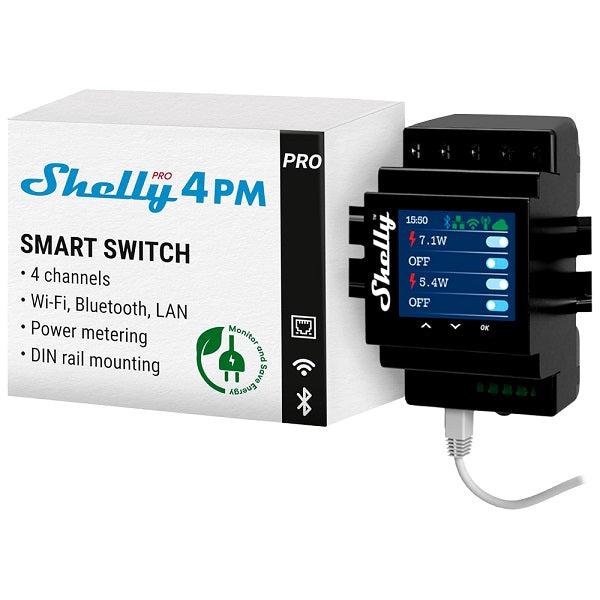 Interruttore intelligente 4 canali barra DIN Shelly Pro 4PM Wi-Fi