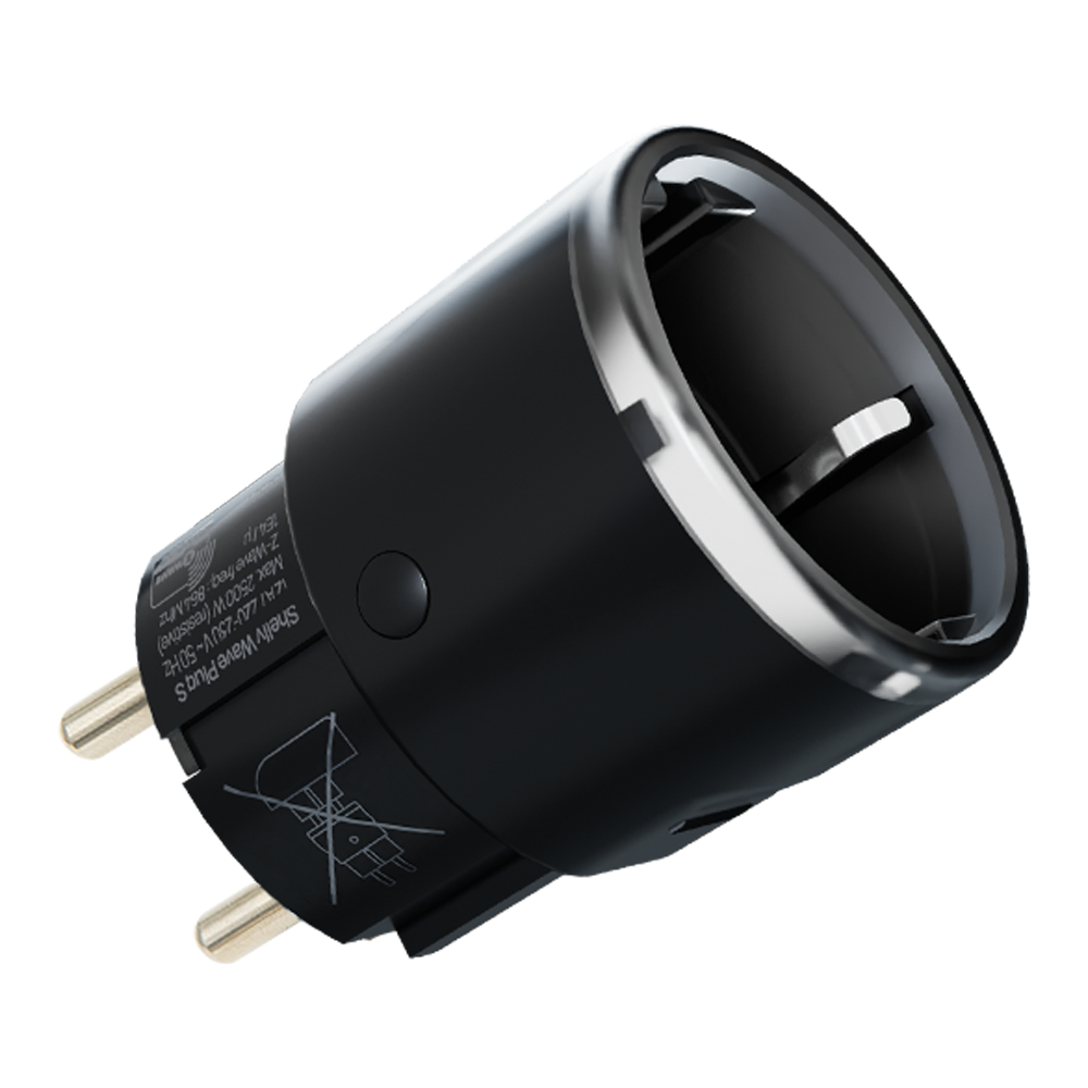 Enchufe Shelly Wave Plug S LR Negro - Medición de consumo, tensión y corriente - Anillo LED que indica el nivel de carga