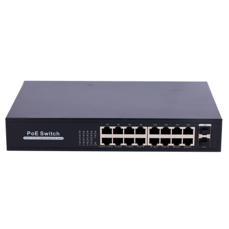 Switch PoE - 16 porte RJ45 + 2 SFP Uplink - 16x 10/100/1000Mbps + 2x 10/100/1000Mbps