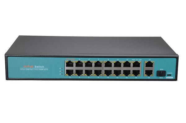 Switch PoE 16 porte Gigabit 300 W con modalità TVCC
