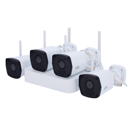 Kit di Videosorveglianza Uniview - Connessione Ethernet e WiFi - NVR 4 canali IP - 4 Telecamere bullet IP67