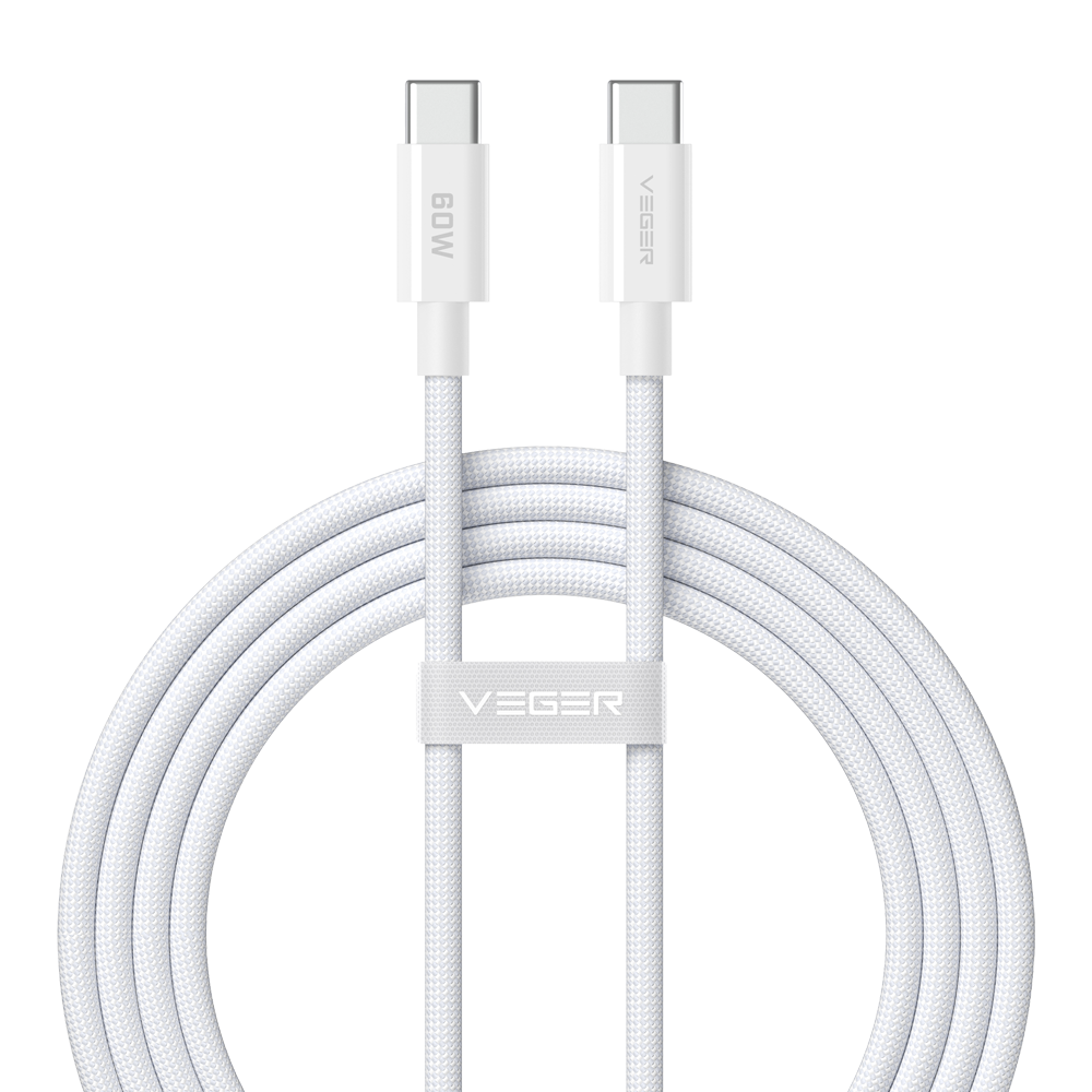Veger - Cavo USB 2.0 per qualsiasi dispositivo - Da USB-C a USB-C - Guaina in metallo, nylon intrecciato con ABS