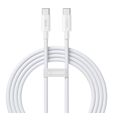 Veger - Cavo USB 2.0 per qualsiasi dispositivo - Da USB-C a USB-C - Guaina in metallo, nylon intrecciato con ABS